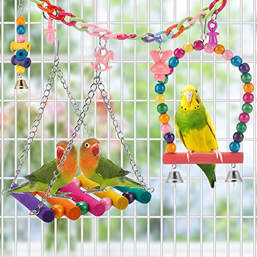 Assorted bird play set with colorful wooden beads