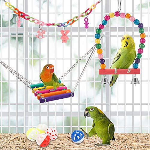 Bird swing and climbing perch set