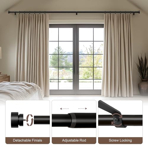 Black metal curtain rod for windows