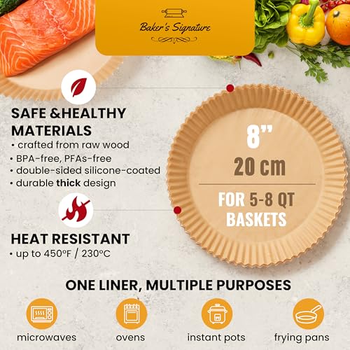 Baker's Signature liners placed inside an air fryer basket
