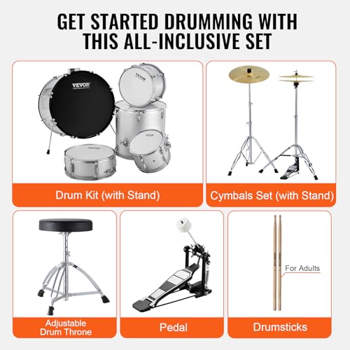 Silver snare drum with mounting gear