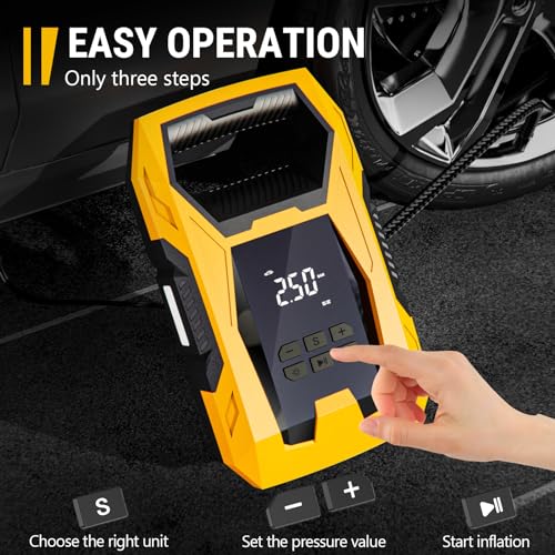 Side view of the yellow air pump