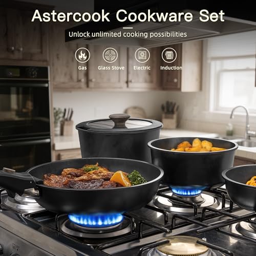Astercook pots and pans with detachable handle