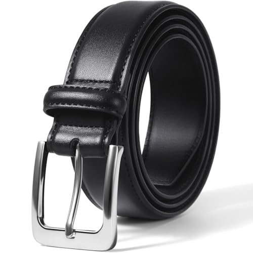 VATAN men's black leather dress belt full view