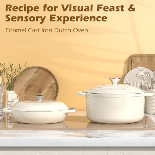 Top view of Umite Chef Cream White Dutch oven with lid