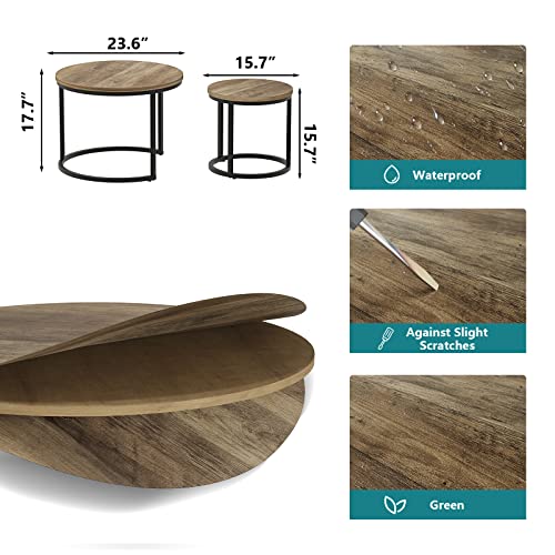Large and small round nesting tables