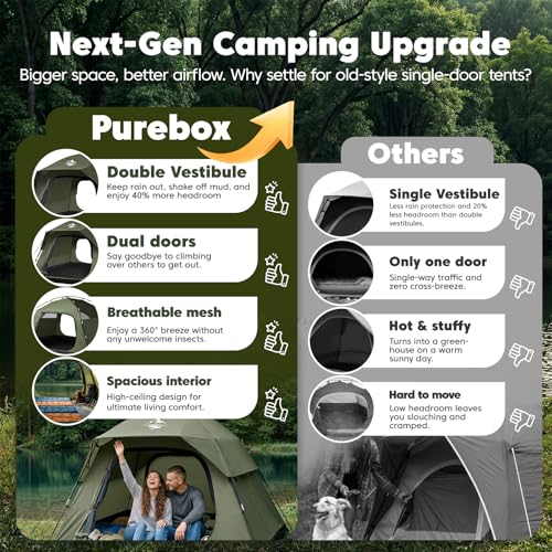 Purebox 4 person tent with rainfly installed