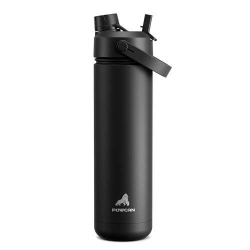 POWCAN 26 oz Insulated Water Bottle Dark Knight side view