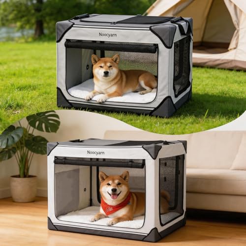 Breathable dog kennel with plush mat