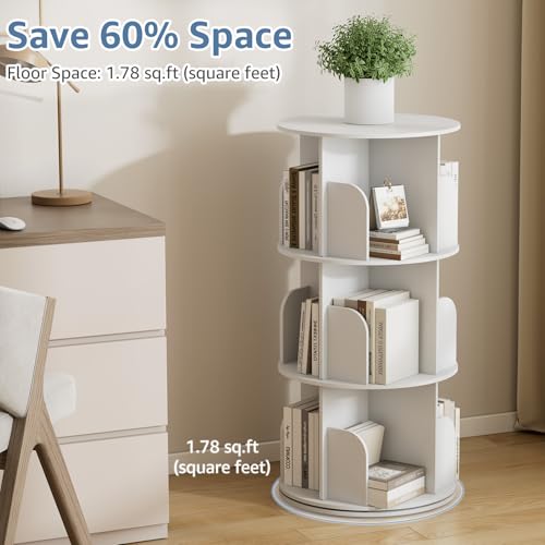 Rotating bookshelf showing 360 degree movement