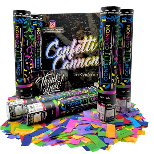 Group of six Confetti Sky multicolor confetti cannons
