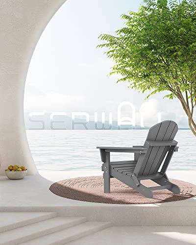 Close up of SERWALL Adirondack chair gray finish