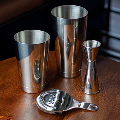 Close up of weighted Boston shaker tins