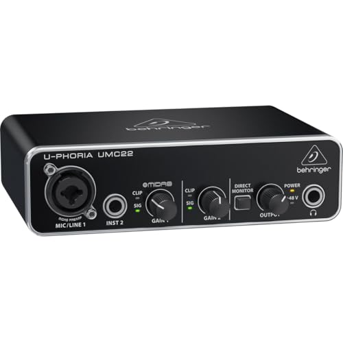 Behringer UMC22 studio setup with mic