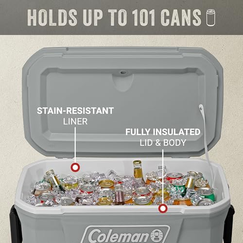 Coleman 62-Quart cooler open view showing interior