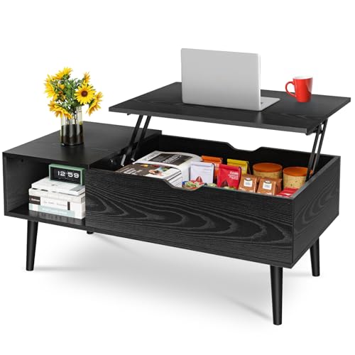 OLIXIS wood lift top coffee table in black