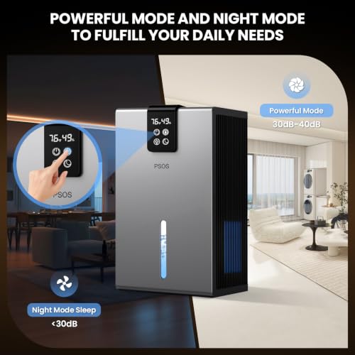 PSOS dehumidifier showing 7-color ambient light