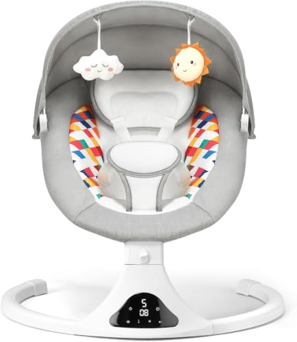 Feitiong Gray Bluetooth Infant Swing front view