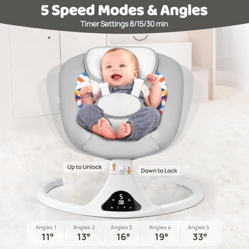 Side profile of gray infant swing frame