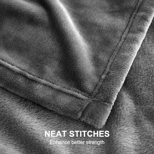 Grey plush throw blanket draped over a chair