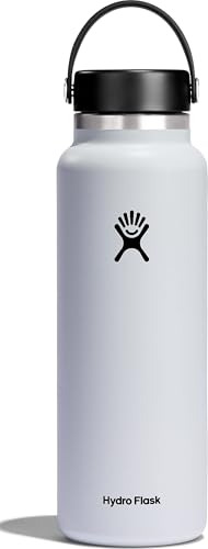Hydro Flask 40 Oz White water bottle side view