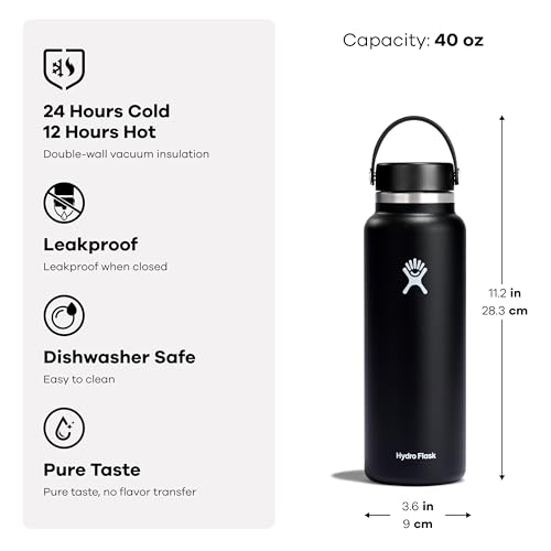 Hydro Flask white stainless steel water bottle close up