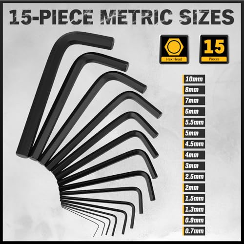 Organized layout of SAE and metric hex keys in case