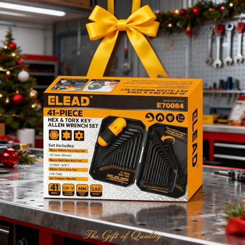 Full kit contents of the ELEAD 41-piece hex and Torx set