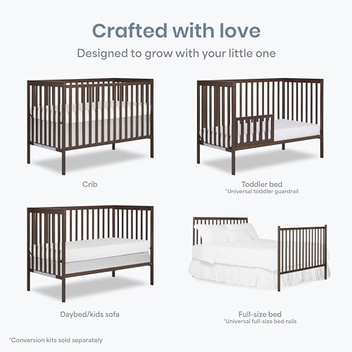 Dream On Me Synergy 5-in-1 Convertible Full Size Baby Crib Smokey Oak toddler bed mode