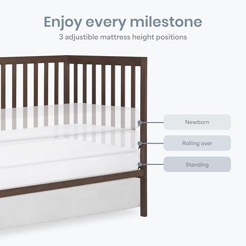Dream On Me Synergy 5-in-1 Convertible Full Size Baby Crib Smokey Oak headboard detail