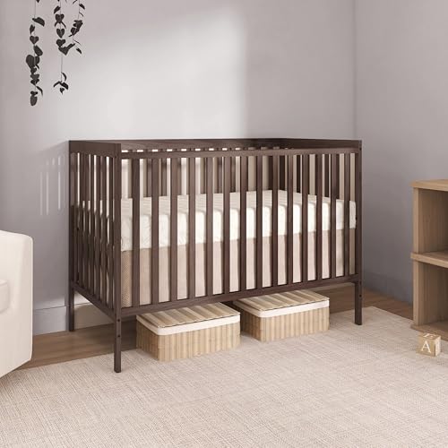 Dream On Me Synergy 5-in-1 Convertible Full Size Baby Crib Smokey Oak wood finish