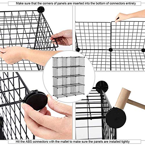 12-cube wire organizer in a bedroom