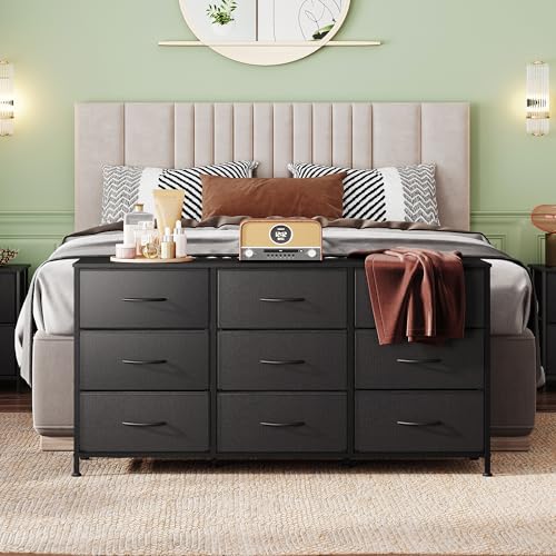 WLIVE 9 drawer dresser with spacious woodtop surface
