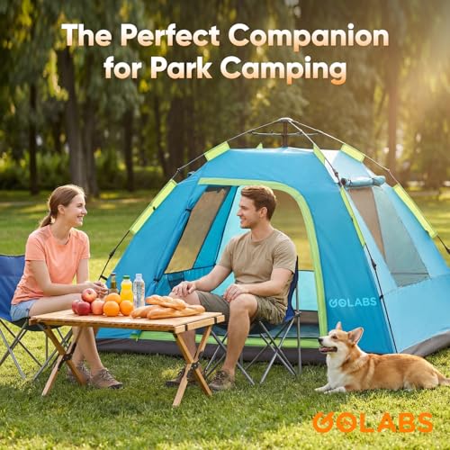 GOLABS camping tent setup in park setting