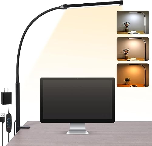 Voncerus LED Desk Lamp with Clamp black side view