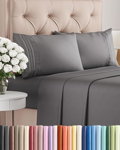 CGK Unlimited Queen sheet set folded in dark grey