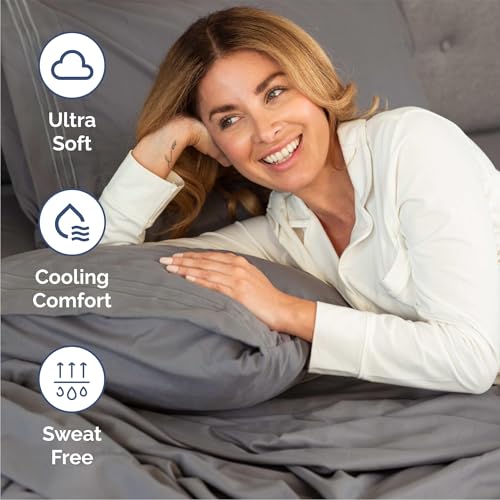 Two included pillowcases in dark grey