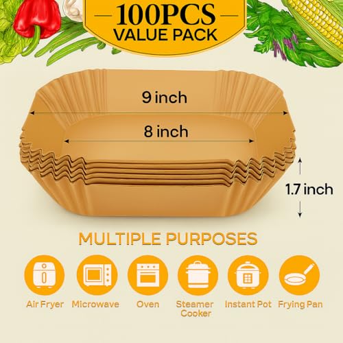 Top view of 9-inch air fryer parchment paper
