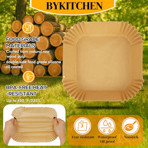 BYKITCHEN liners inside a square air fryer basket