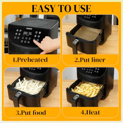 Stack of 100 pieces black air fryer liners