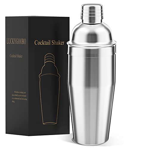 LUCKYGOOBO 24 oz cocktail shaker stainless steel exterior