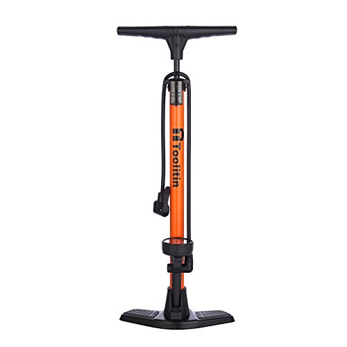 TOOLITIN floor bike pump with orange finish