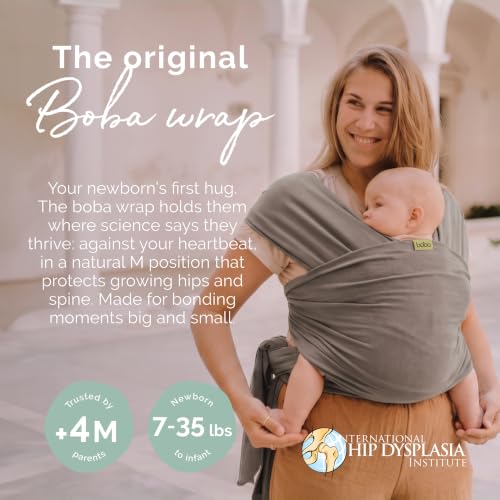 Parent wearing Boba Grey wrap
