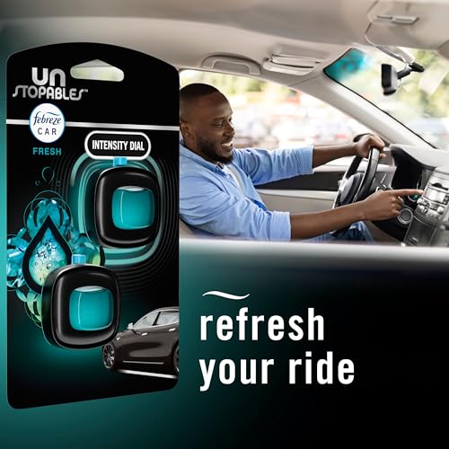 Four pack Febreze Car Air Freshener Unstopables Fresh display