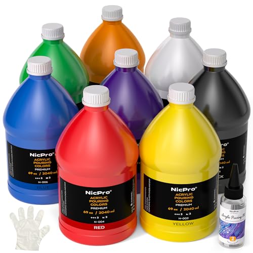 Nicpro 8 Colors Large Bulk Acrylic Pour Paint Set full collection