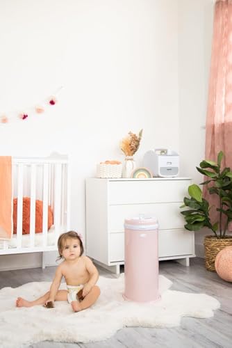 Blush Pink Ubbi diaper pail front view