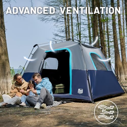 Camping tent overhead view with net window