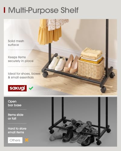 Full view of black Sakugi garment rack