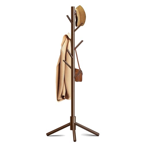 Azaeahom 8-Hook Freestanding Coat Rack Brown full view