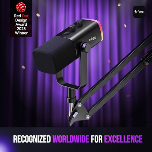 FIFINE AmpliGame AM8T microphone with boom arm stand